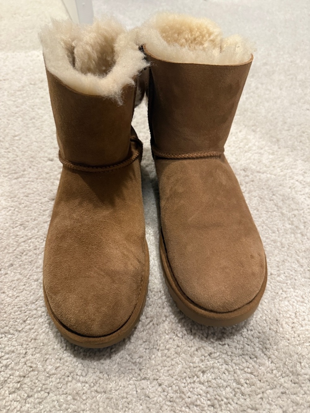 UGG Women's Short Chestnut Shearling Winter Boots with Bow